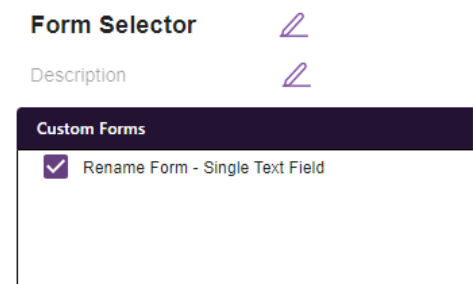 Form selector with custom form chosen