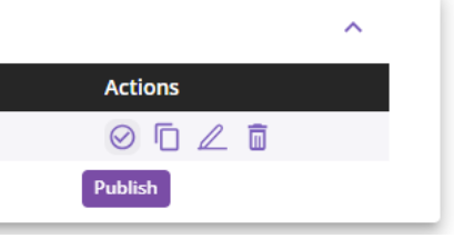 Actions section with publish icon