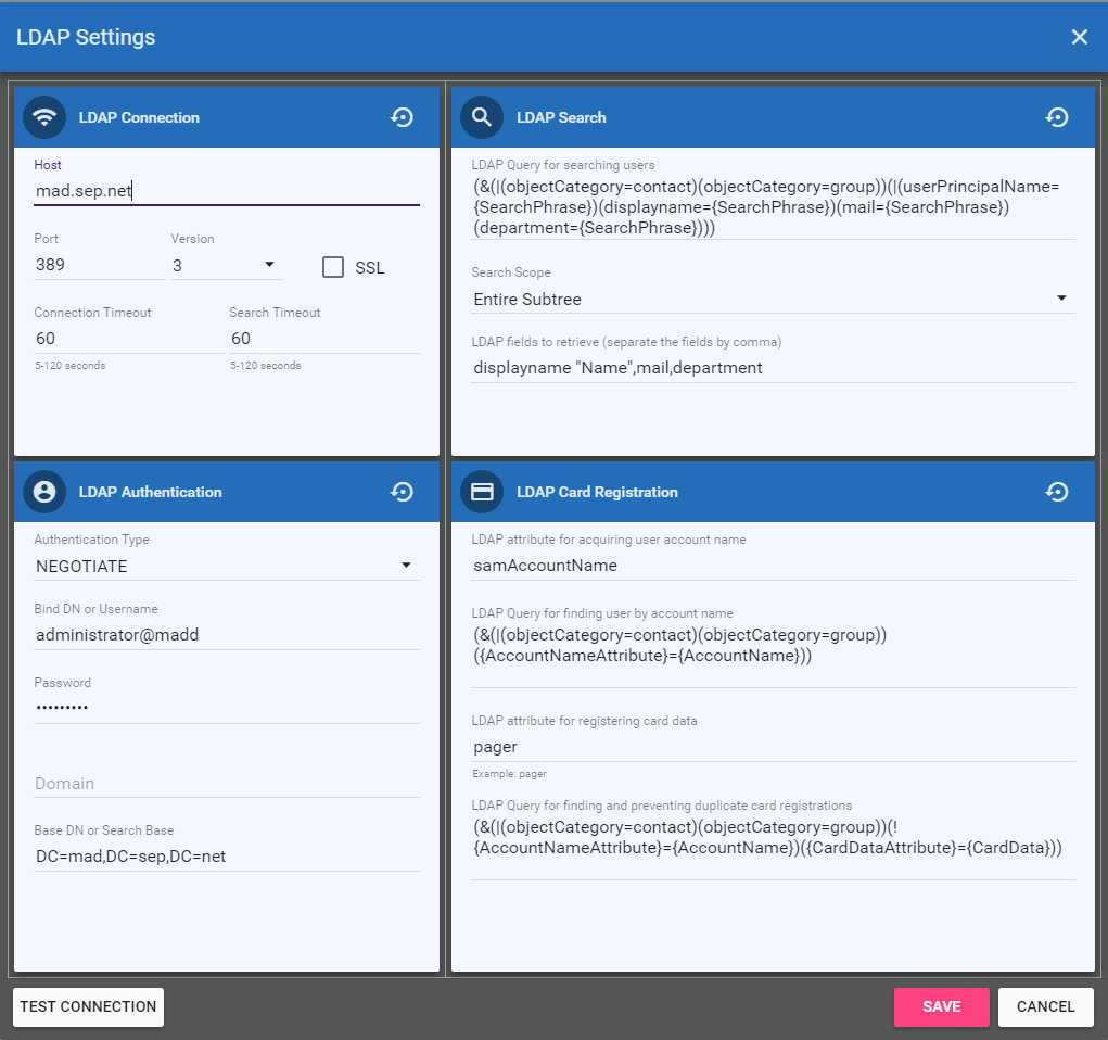 Проверка ldap подключения windows