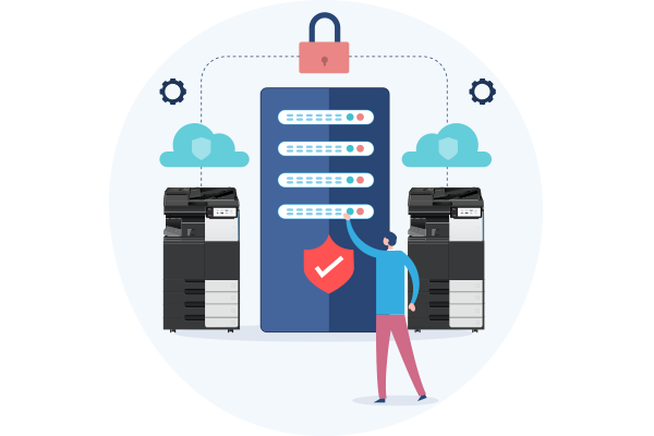 Cloud-based printing infrastructure illustration