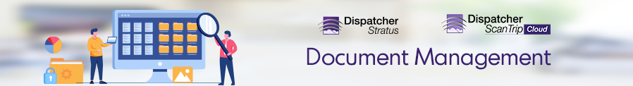 Cartoon depiction of a tiny person holding a magnifying glass up to documents on a computer monitor.
