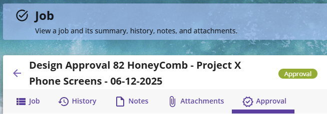 Job title showing metadata.