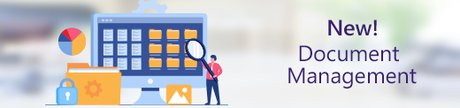 Cartoon depiction of a tiny person holding a magnifying glass up to documents on a computer monitor.