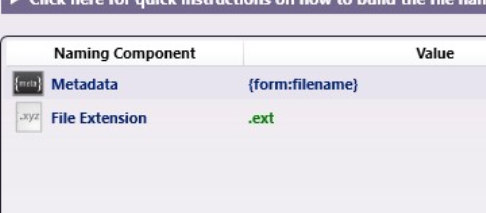 Metadata showing the filename and file extension components and values