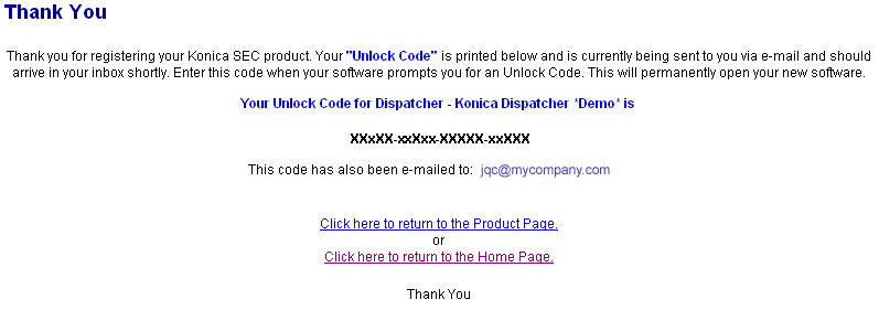Registration code entry
